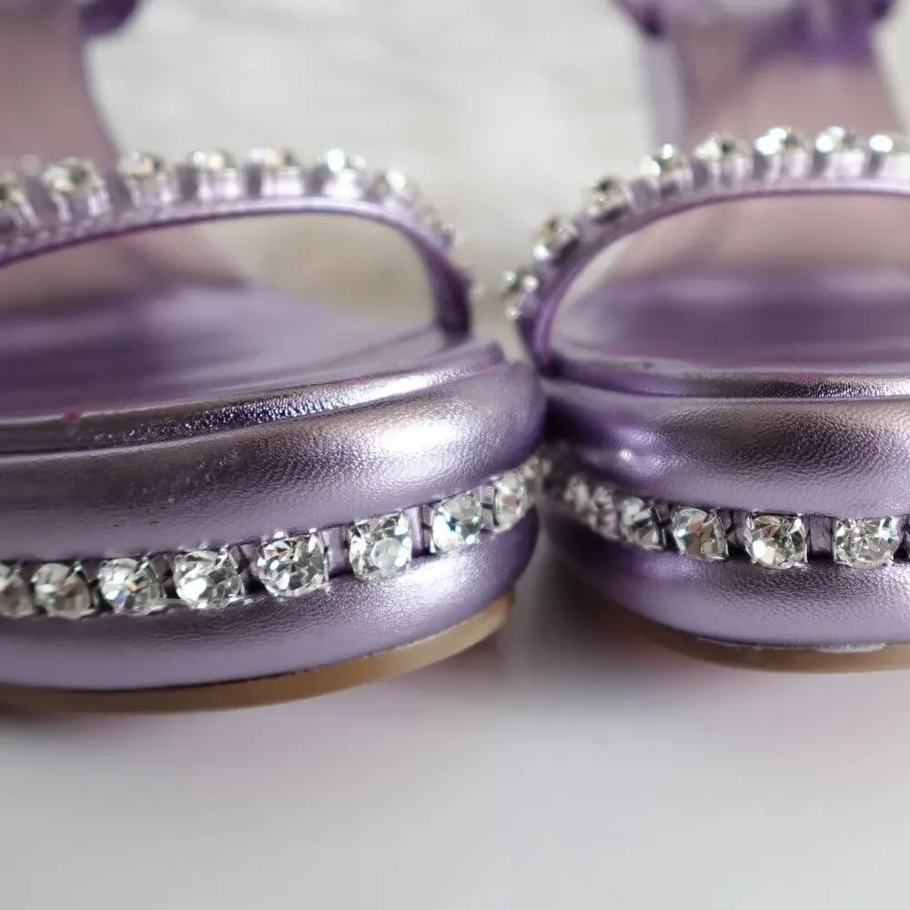Christian Louboutin Pyrastrass Metallic Lavender Platform Wedge Sandals 38